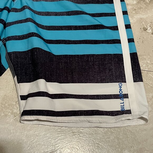 Billabong Recycler Series Platinum Stretch Blue White Striped Board Shorts Swim - Picture 2 of 8